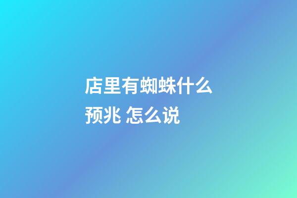 店里有蜘蛛什么预兆 怎么说